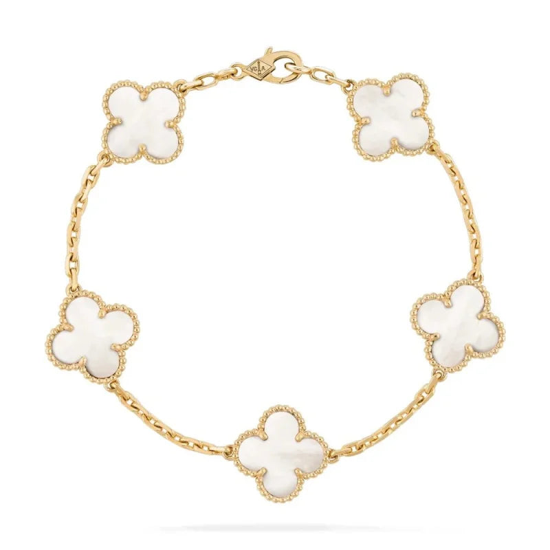 Pulseira Glamorous Vintage Alhambra 5 Trevos Lenogue Madrepérola