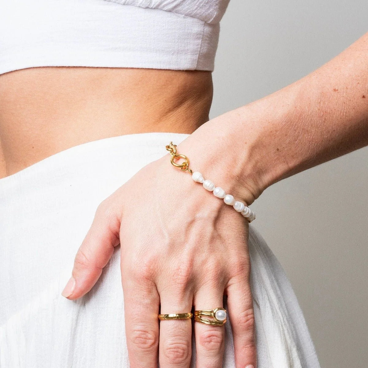 Pulseira Imperial Mood Pérola Lenogue Ouro