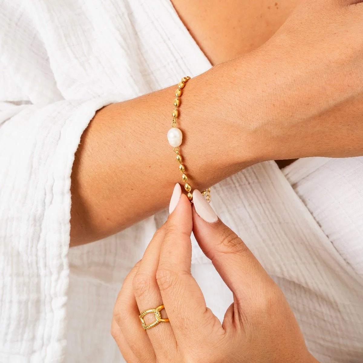 Pulseira Luxurious Persia Pérola Lenogue Ouro