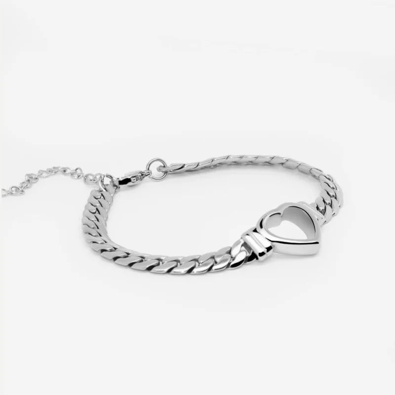 Pulseira Pure Coração Minimalista Prata Lenogue