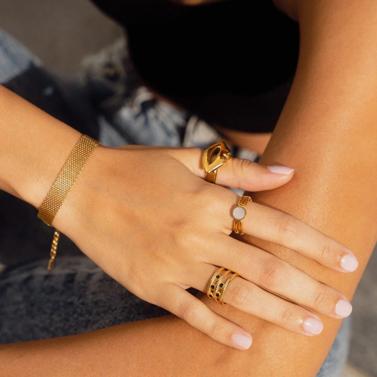 Pulseira Radiant Trama Lisa Banhada em Ouro 18k Lenogue 17cm