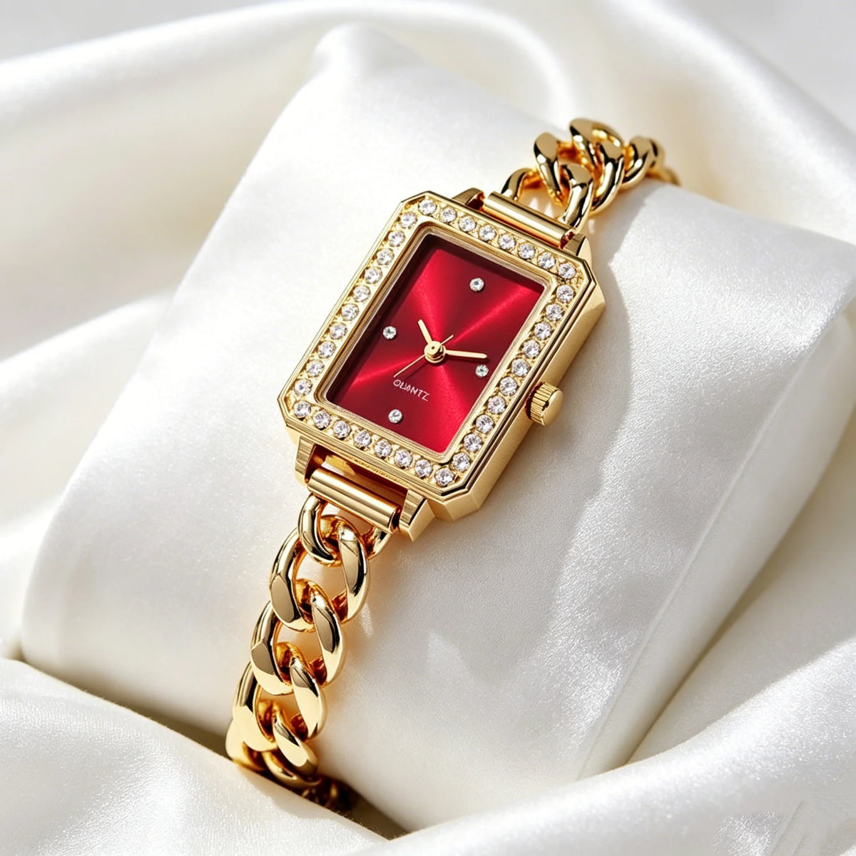 Relógio de Quartzo com Mostrador Romano Éclat Lenogue Dourado e Vermelho