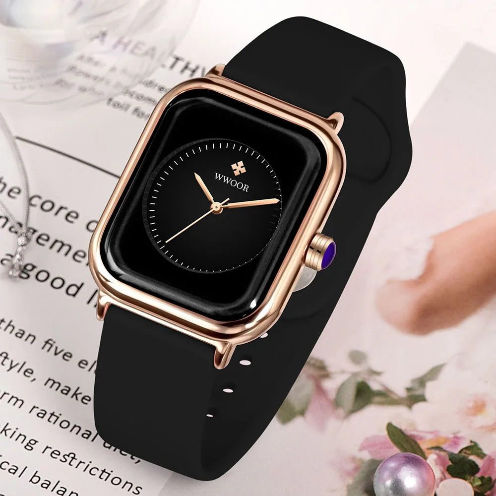 Relógio de Silicone com Fivela Chic Lenogue