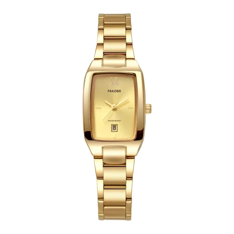 Relógio Divine Feminino Quartzo Aço Inoxidável com Data Lenogue Ouro