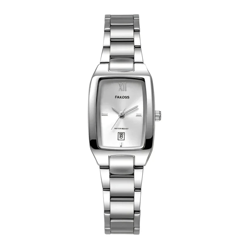 Relógio Divine Feminino Quartzo Aço Inoxidável com Data Lenogue Prata