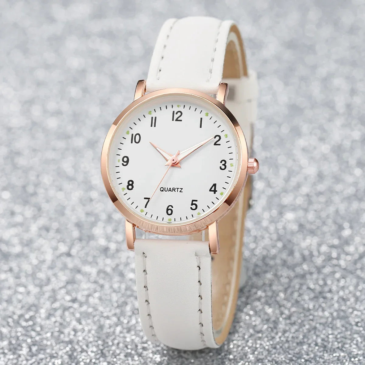 Relógio Feminino Quartzo Couro Mostrador Minimalista Lenogue Branco