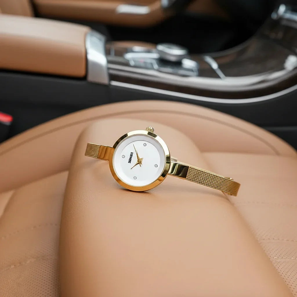 Relógio Feminino Quartzo Pulseira de Aço Inoxidável Lenogue