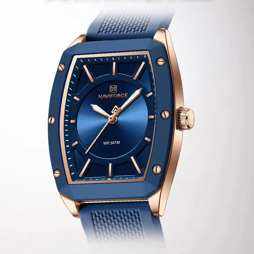 Relógio Feminino Quartzo Pulseira de Silicone e Vidro Mineral Lenogue Topázio