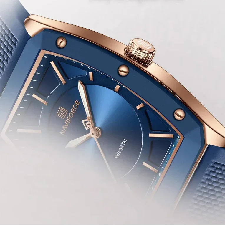 Relógio Feminino Quartzo Pulseira de Silicone e Vidro Mineral Lenogue Topázio