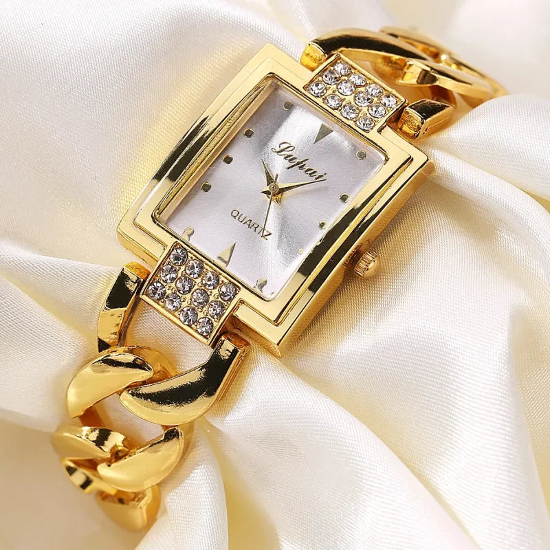 Relógio Prestigious Feminino Luxo Aço Inoxidável Cor Dourada Lenogue Ouro