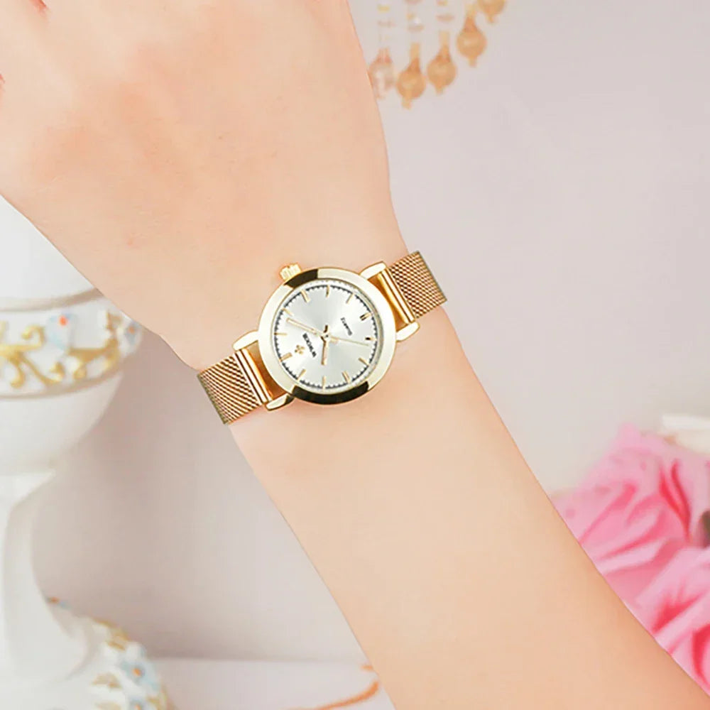 Relógio Royal Feminino Quartzo Aço Inoxidável à Prova D’água Lenogue