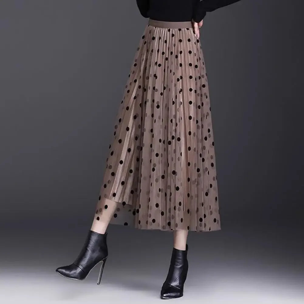 Saia Longa Plissada em Tule com Cintura Elástica Lenogue