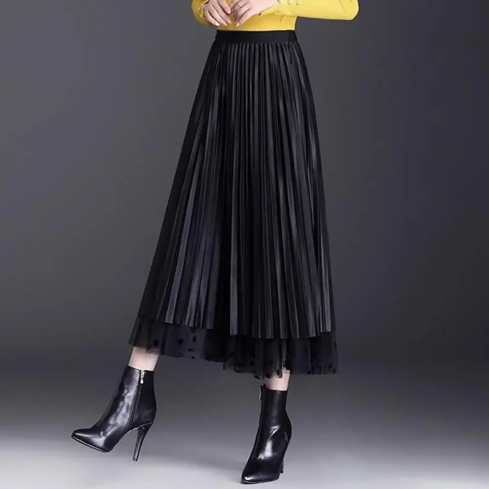 Saia Longa Plissada em Tule com Cintura Elástica Lenogue