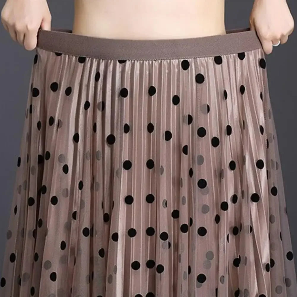 Saia Longa Plissada em Tule com Cintura Elástica Lenogue