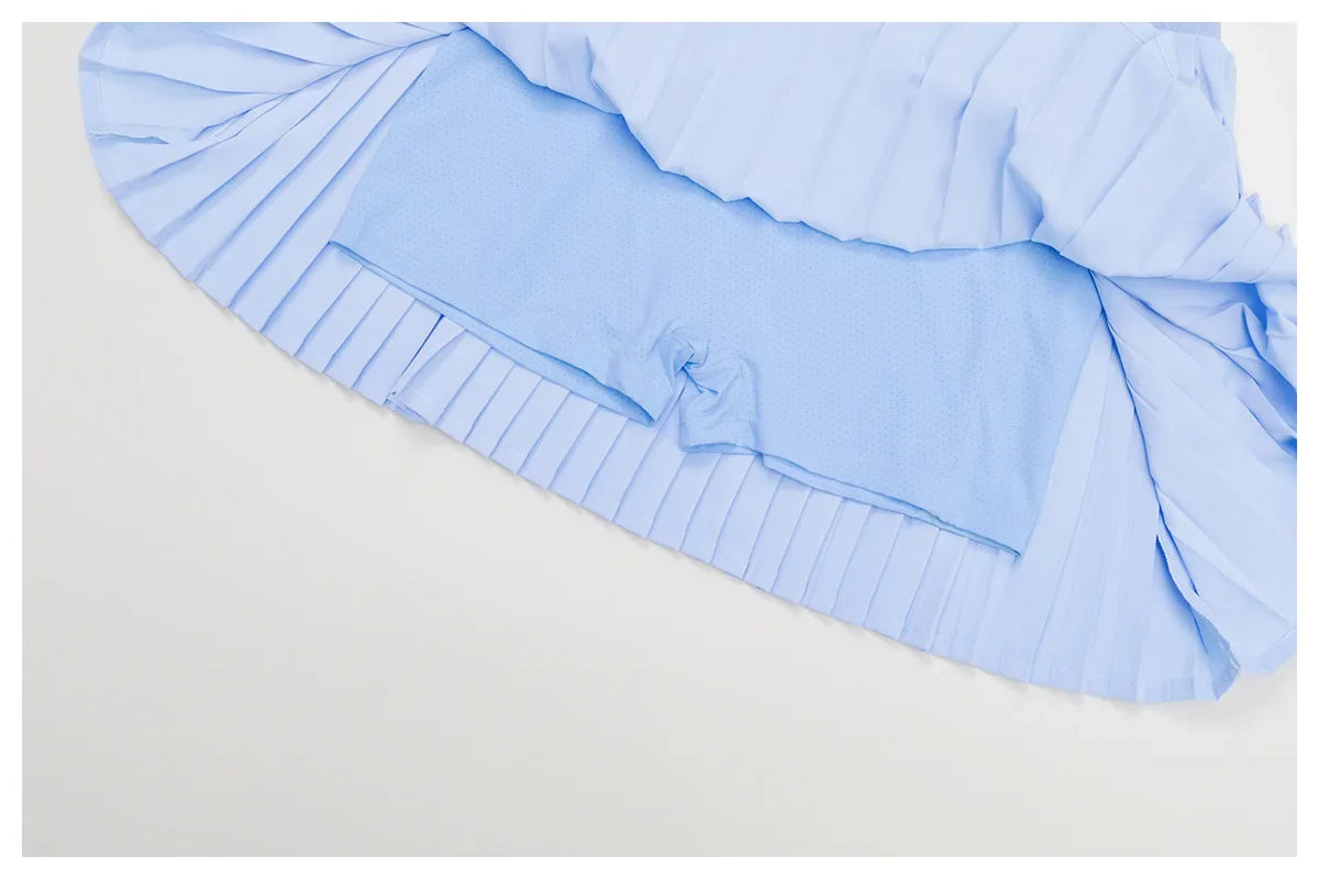 Saia Shorts de Nylon Plissada com Elastano e Cós Alto Lenogue