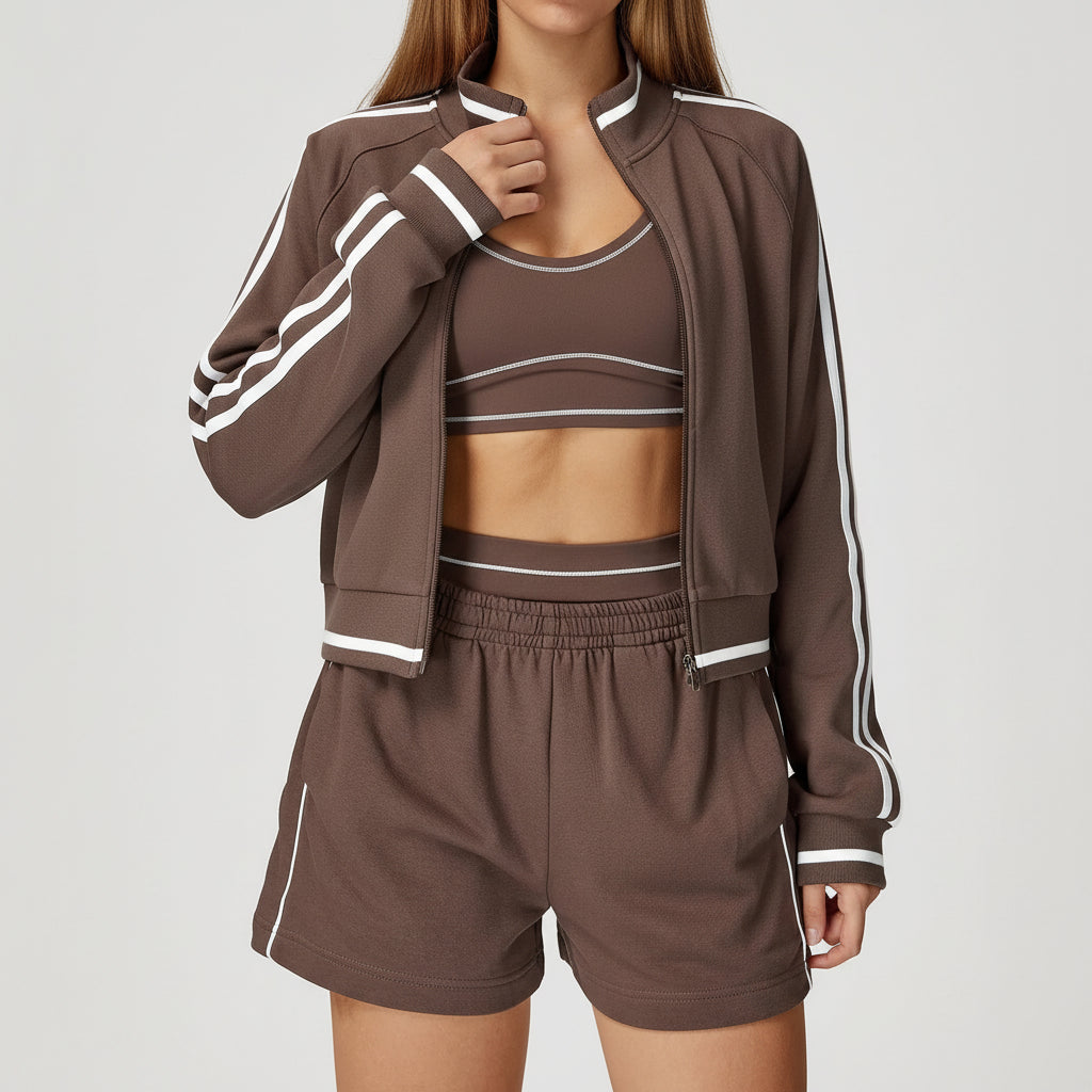 Shorts de Malha Tecnológica Secagem Rápida com Bolsos Lenogue Marrom / p