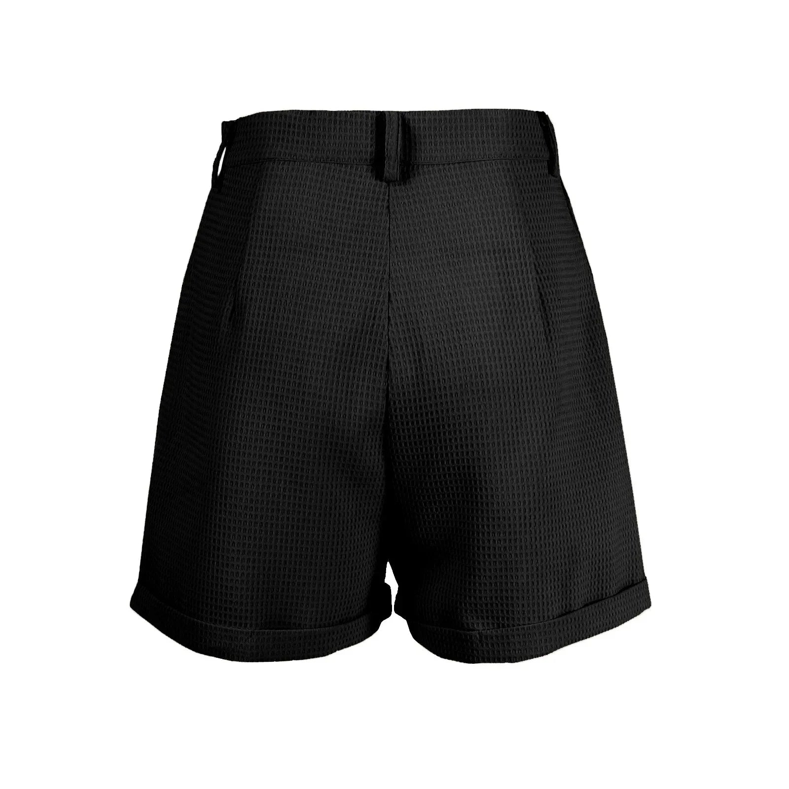 Shorts Xadrez com Bolsos e Cintura Média élégant Lenogue