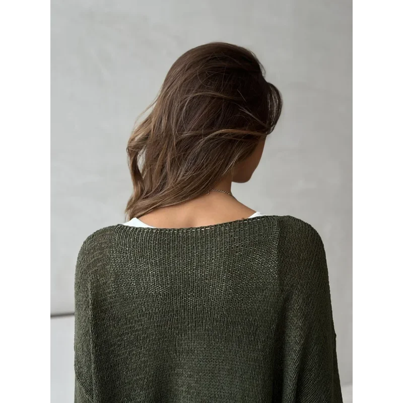Suéter de Tricot Vazado Algodão e Acrílico Lenogue