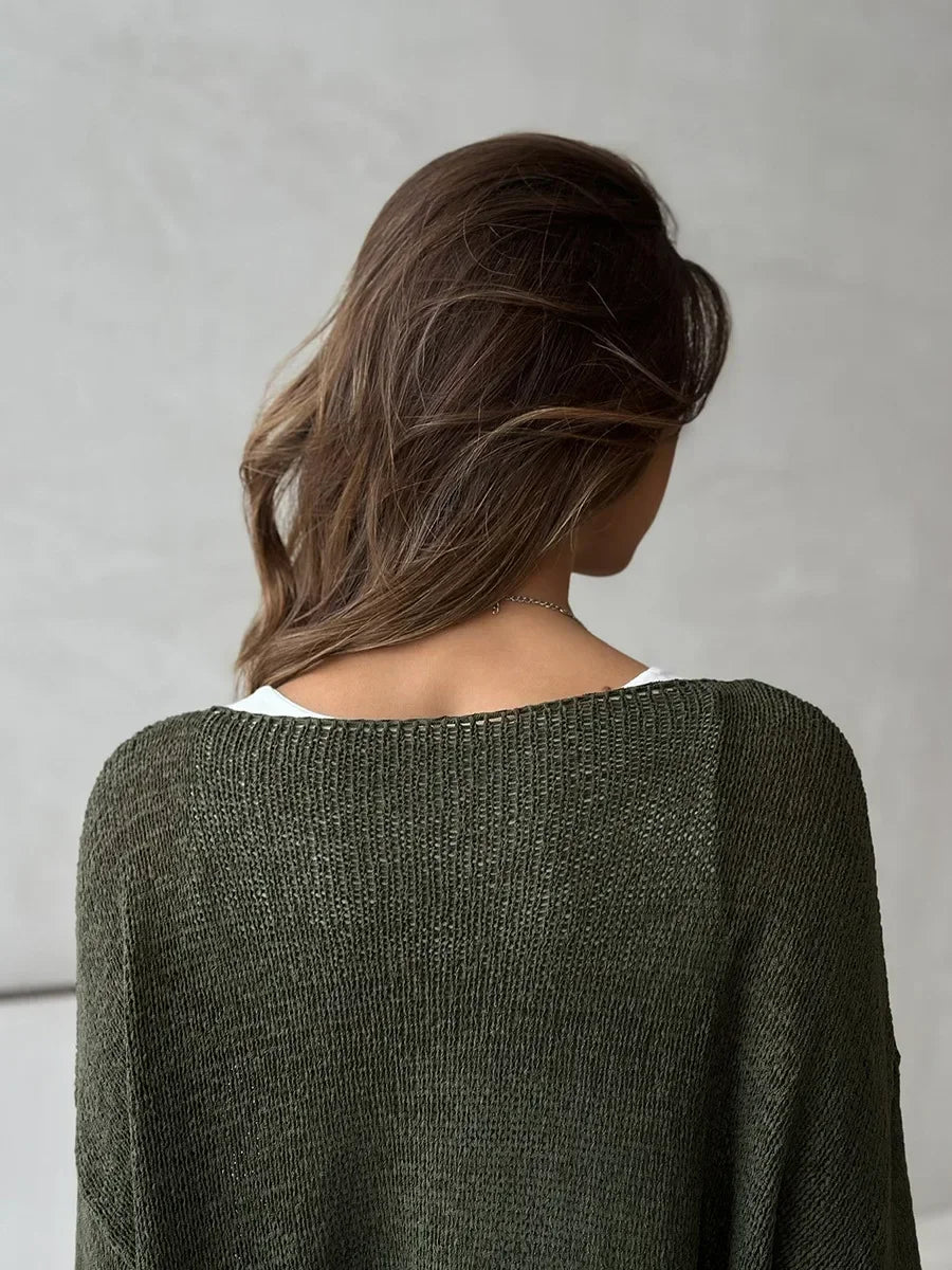 Suéter de Tricot Vazado Algodão e Acrílico Lenogue