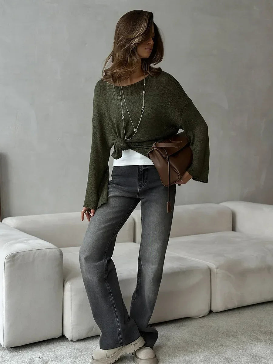 Suéter de Tricot Vazado Algodão e Acrílico Lenogue