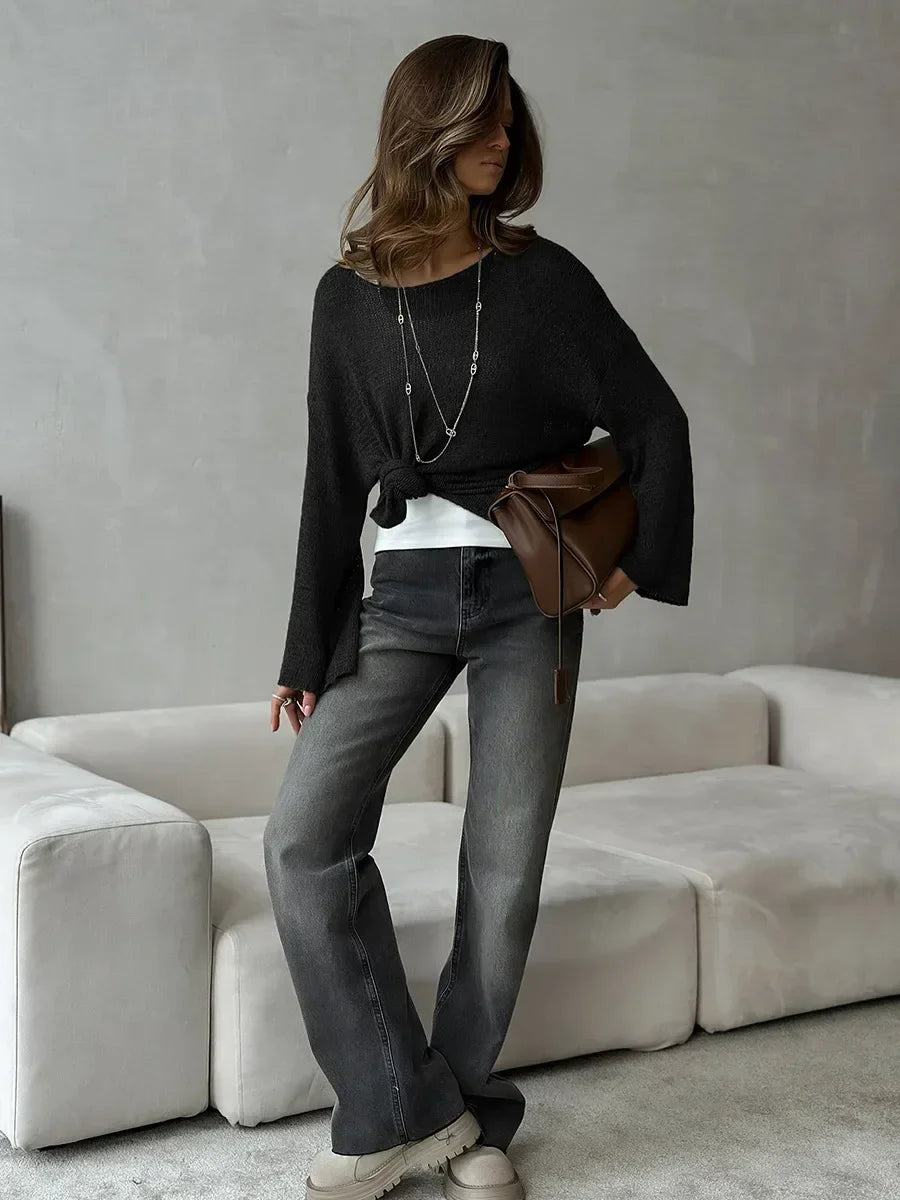 Suéter de Tricot Vazado Algodão e Acrílico Lenogue