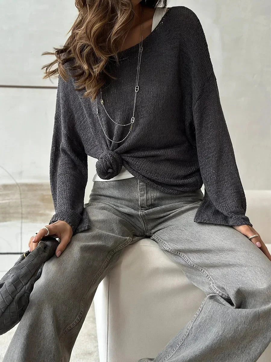 Suéter de Tricot Vazado Algodão e Acrílico Lenogue