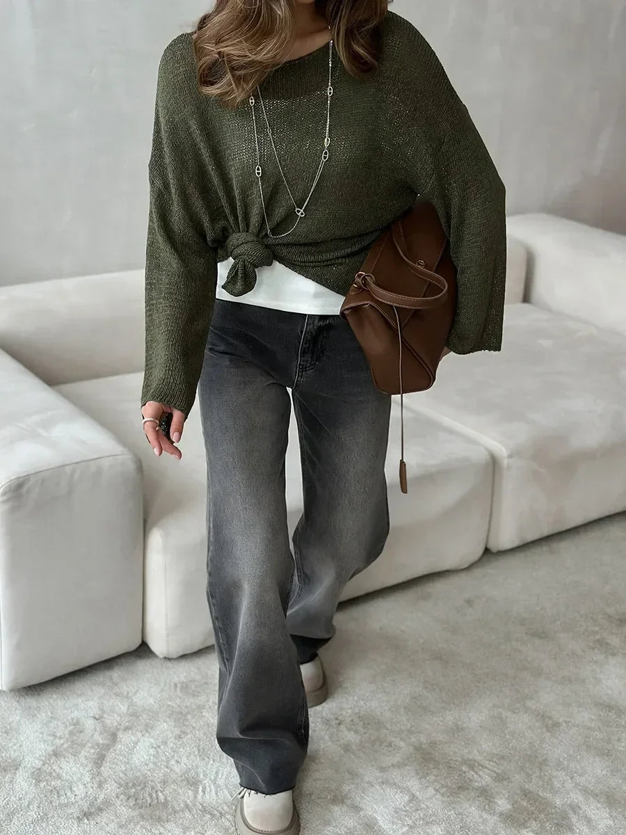 Suéter de Tricot Vazado Algodão e Acrílico Lenogue