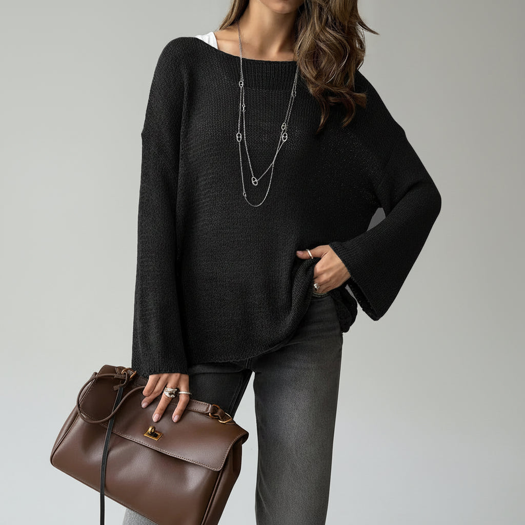 Suéter de Tricot Vazado Algodão e Acrílico Lenogue Preto / p