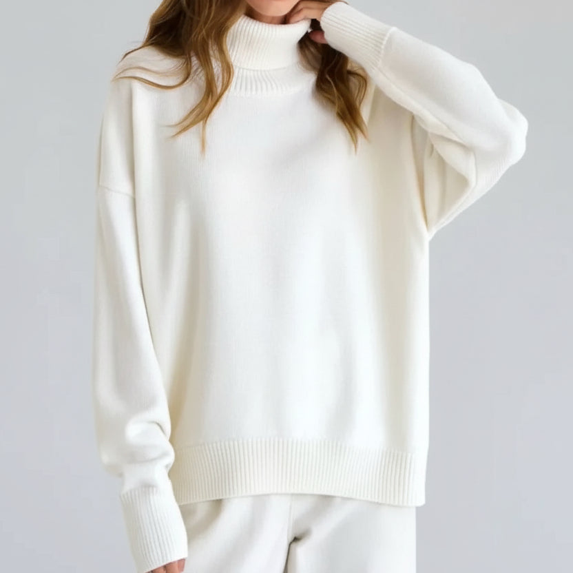 Suéter Tricot Gola Alta Peluciado Slim Manga Longa Lenogue Branco / m