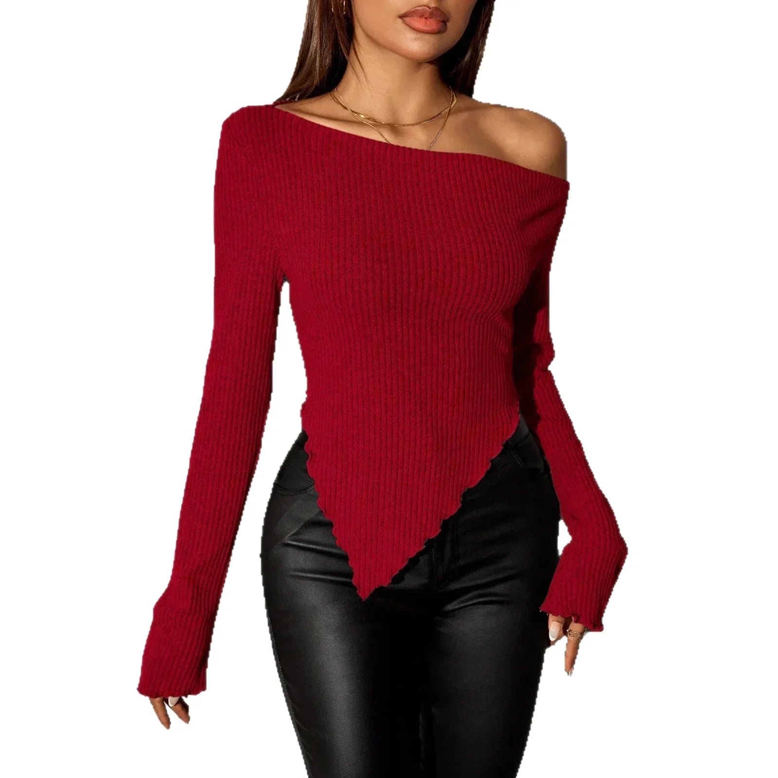 Suéter Tricot Ombro a Manga Sino Slim Lenogue