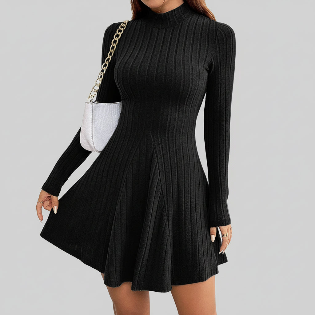 Vestido de Malha Evasê Gola Alta Lenogue Preto / Pp