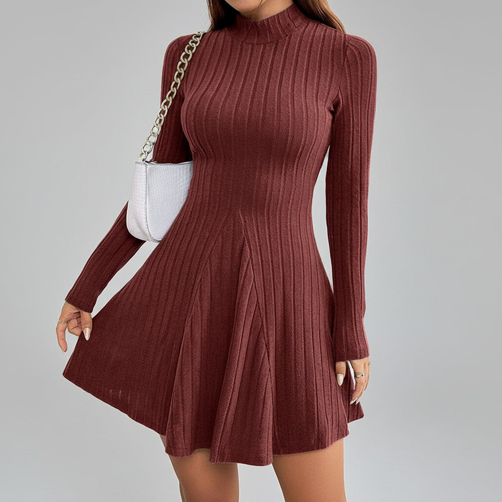 Vestido de Malha Evasê Gola Alta Lenogue Vermelho / Pp