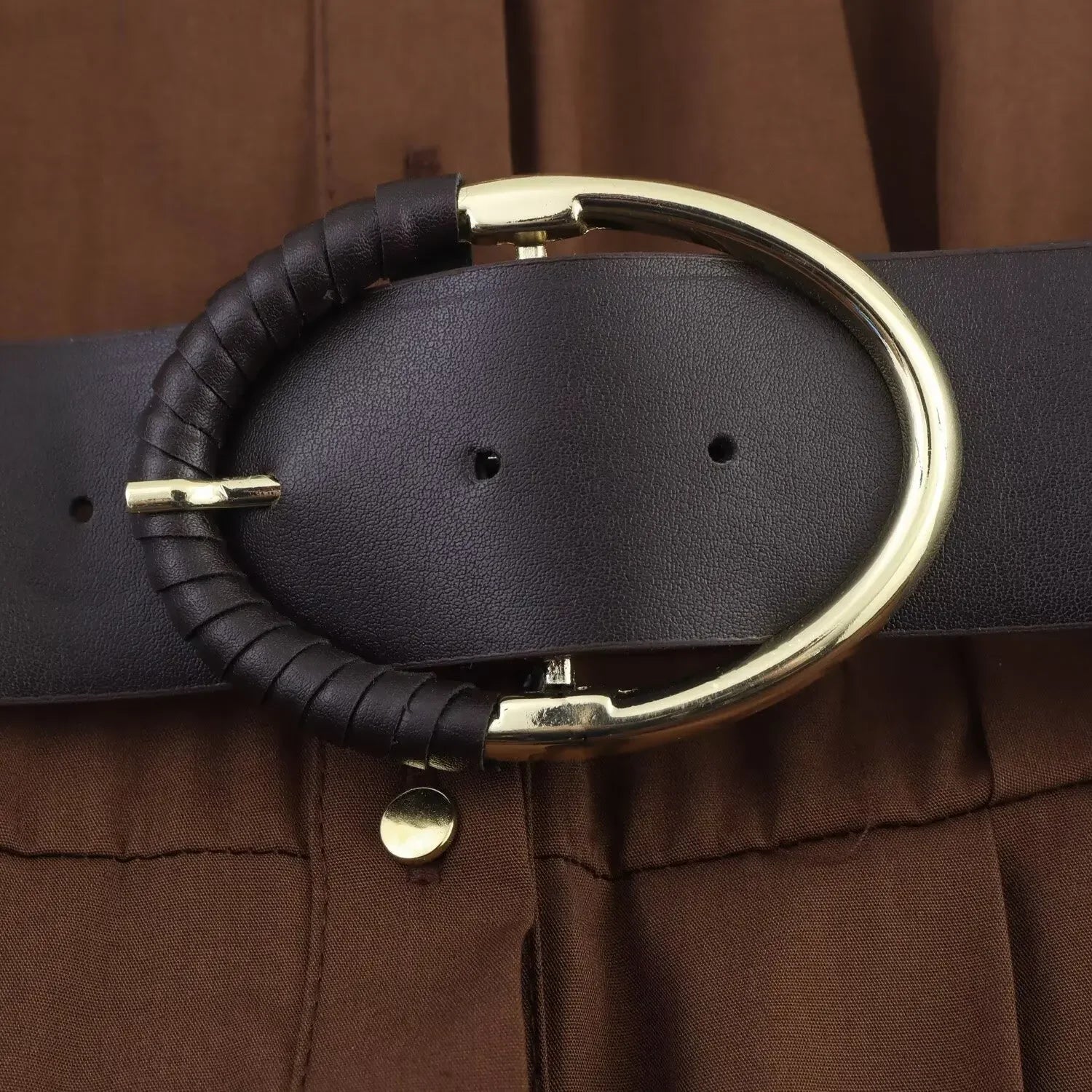 Vestido Evasê com Cinto e Botões para Eventos Casuais Lenogue