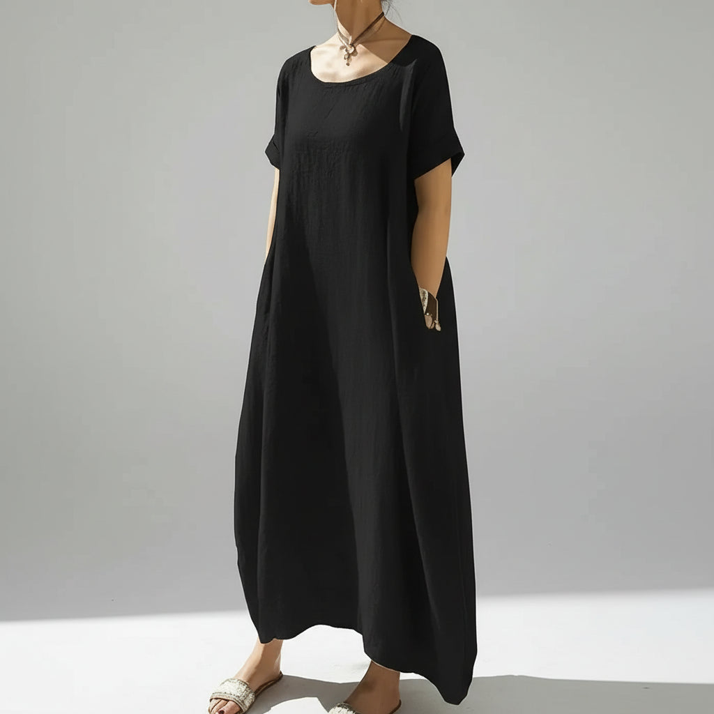 Vestido Longo Casual de Malha com Elastano Lenogue Preto / p