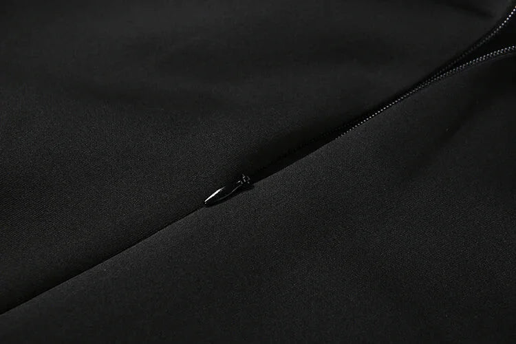 Vestido Longo Tubinho Gola Lapela Ombreiras com Zíper e Fenda Lenogue