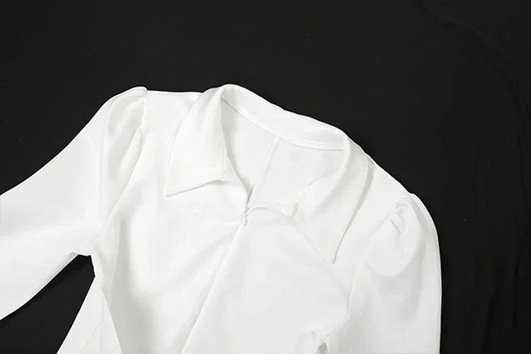 Vestido Longo Tubinho Gola Lapela Ombreiras com Zíper e Fenda Lenogue