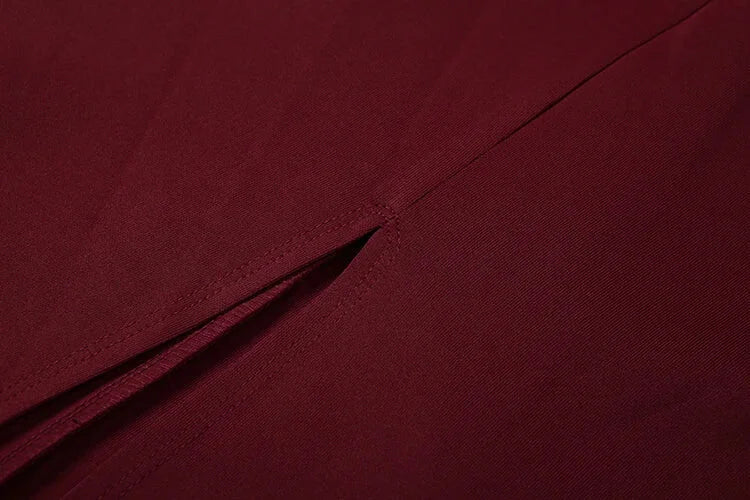 Vestido Longo Tubinho Gola Lapela Ombreiras com Zíper e Fenda Lenogue
