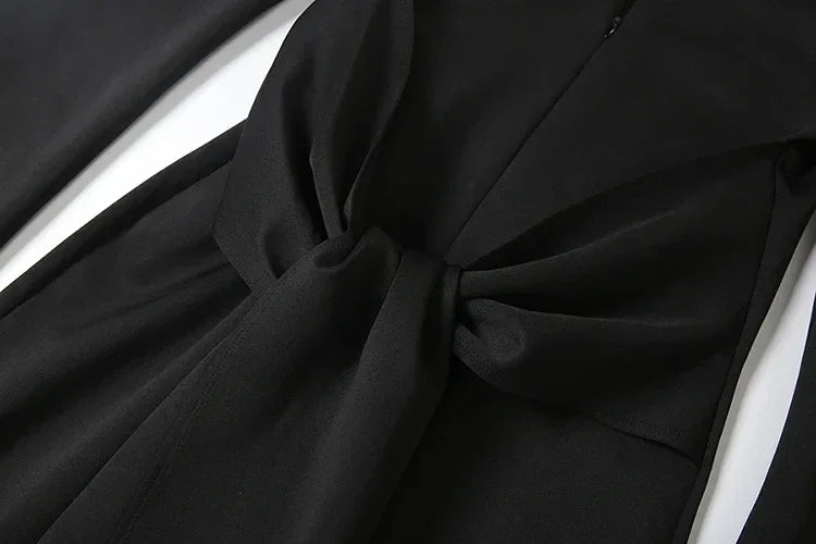 Vestido Longo Tubinho Gola Lapela Ombreiras com Zíper e Fenda Lenogue