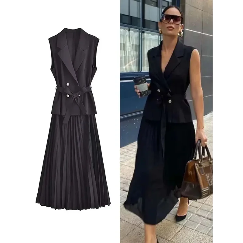 Vestido Midi com Corset Plissado para Eventos e Festas Lenogue