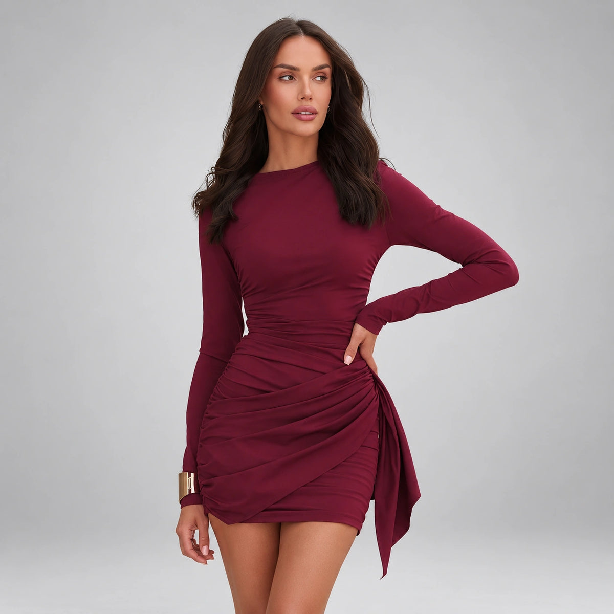 Vestido Midi com Gola Alta Allure Lenogue