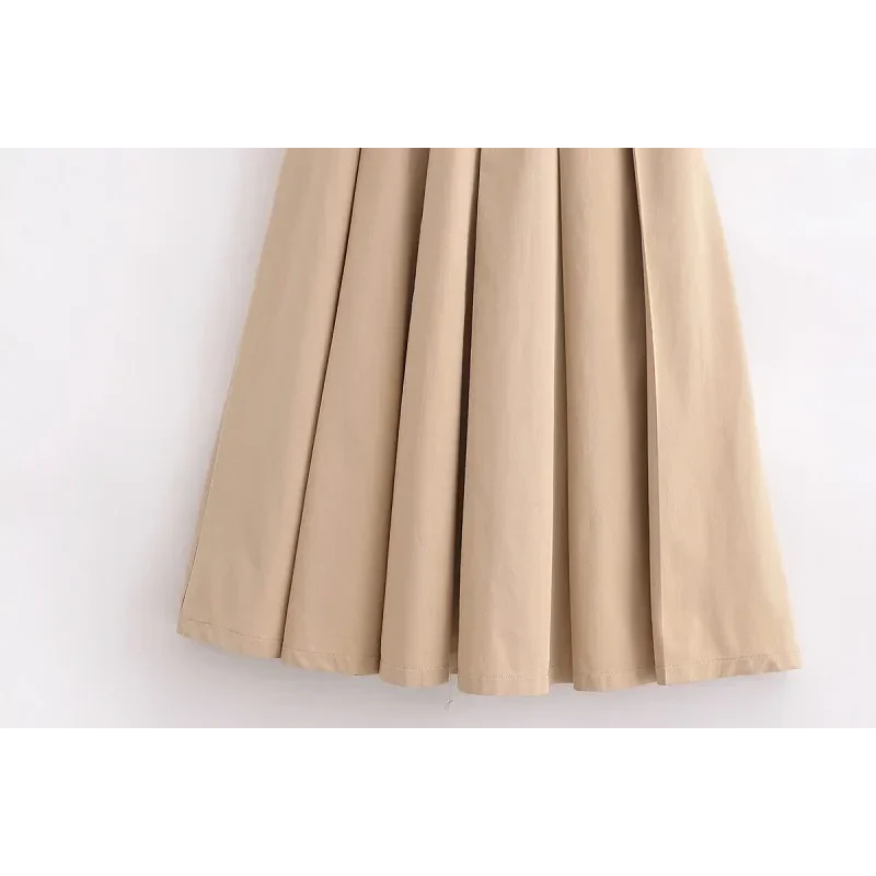 Vestido Midi Plissado em Tricot com Cinto para Festas Lenogue